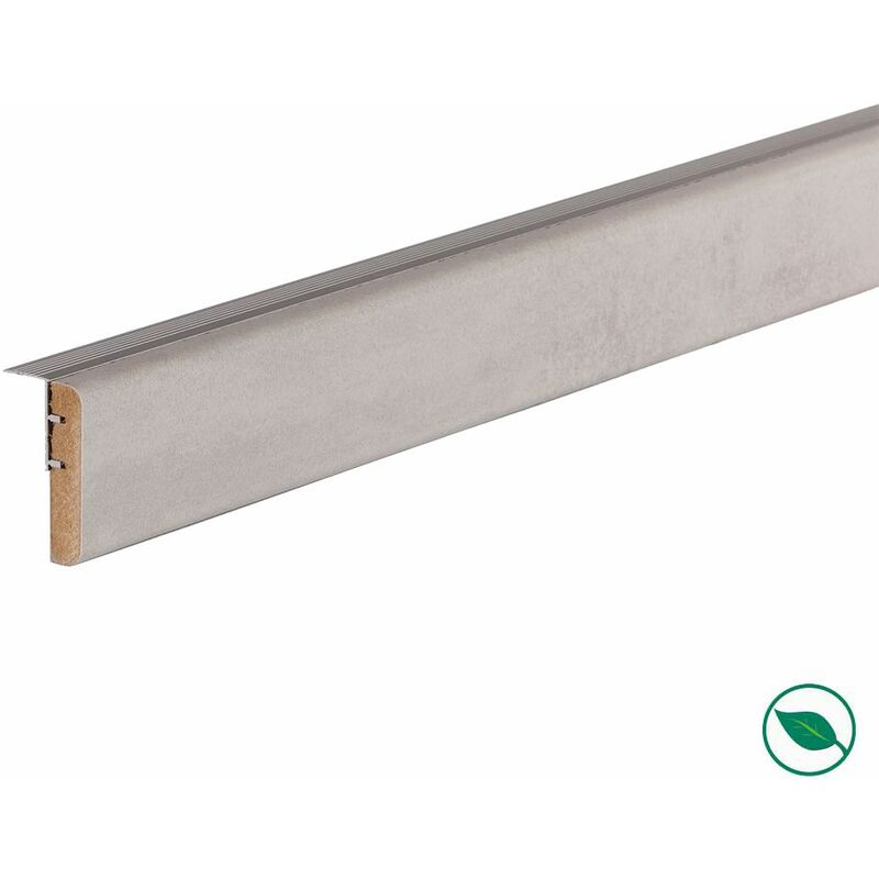 Profilé de transition rénovation d'escalier stratifié light grey 1300 x 56 x 12 mm - pefc 70%