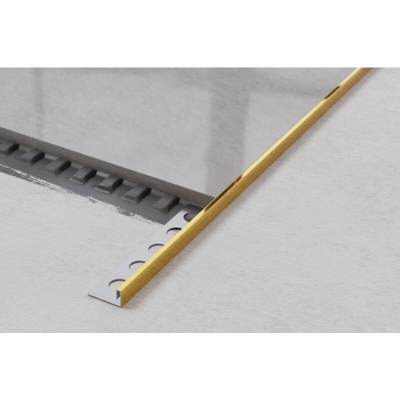 Profil d'angle j rectifié en acier inoxydable pour carrelage 1cm x 244cm - Or brillant