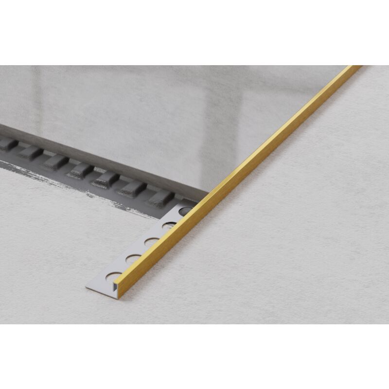 Profil d'angle j rectifié en acier inoxydable pour carrelage 1.2cm x 244cm - Or satiné