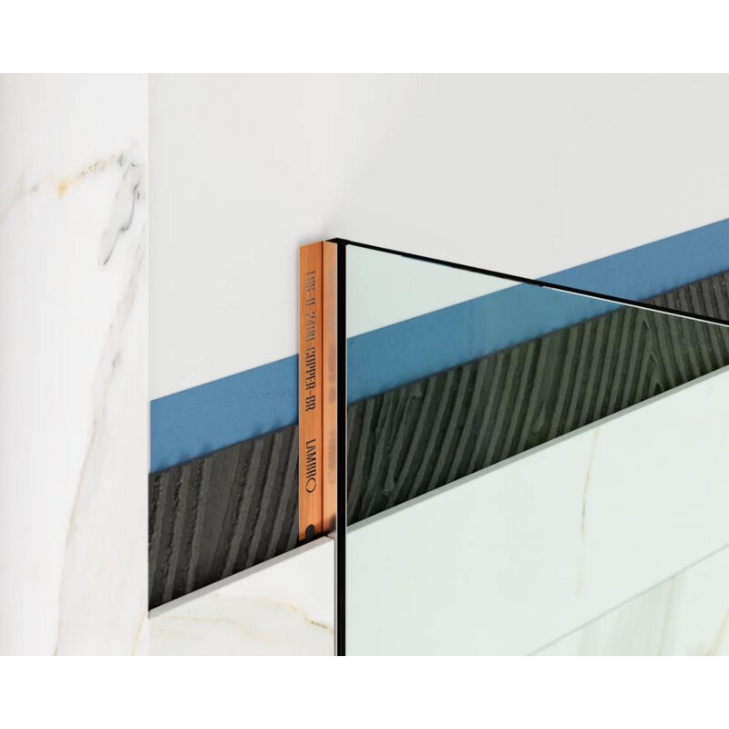 Profilé en acier inoxydable pour montage mural sur verre 8-10mm de douche 11mm x 2400mm - cuivre satiné