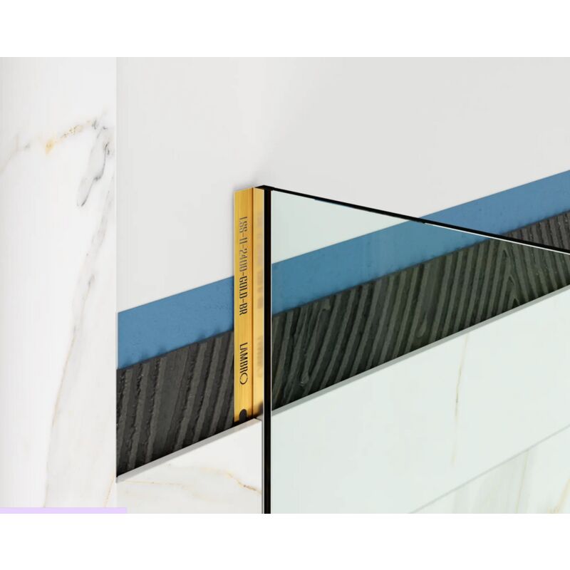 Profilé en acier inoxydable pour montage mural sur verre 8-10mm de douche 11mm x 2400mm - or satiné