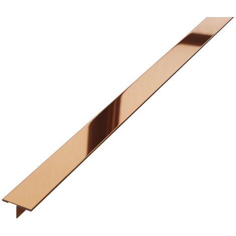 Profilé en T en acier inoxydable 2cm x 270cm - Cuivre brillant