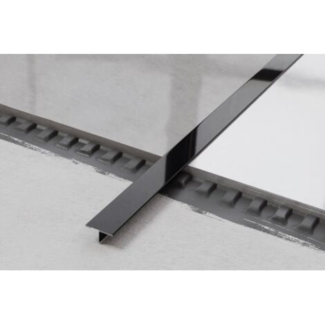 Profilé en T en acier inoxydable 2cm x 270cm - Noir brillant