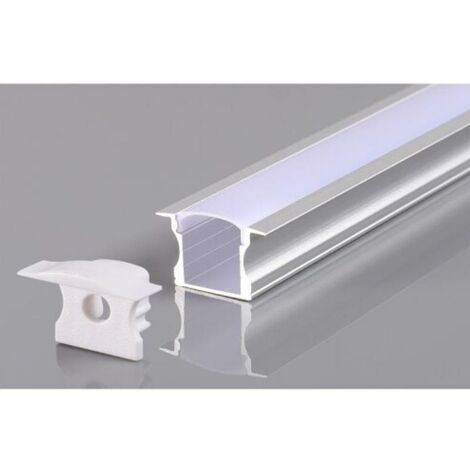Profilé Encastrable Aluminium 2m pour Ruban LED Couvercle Blanc