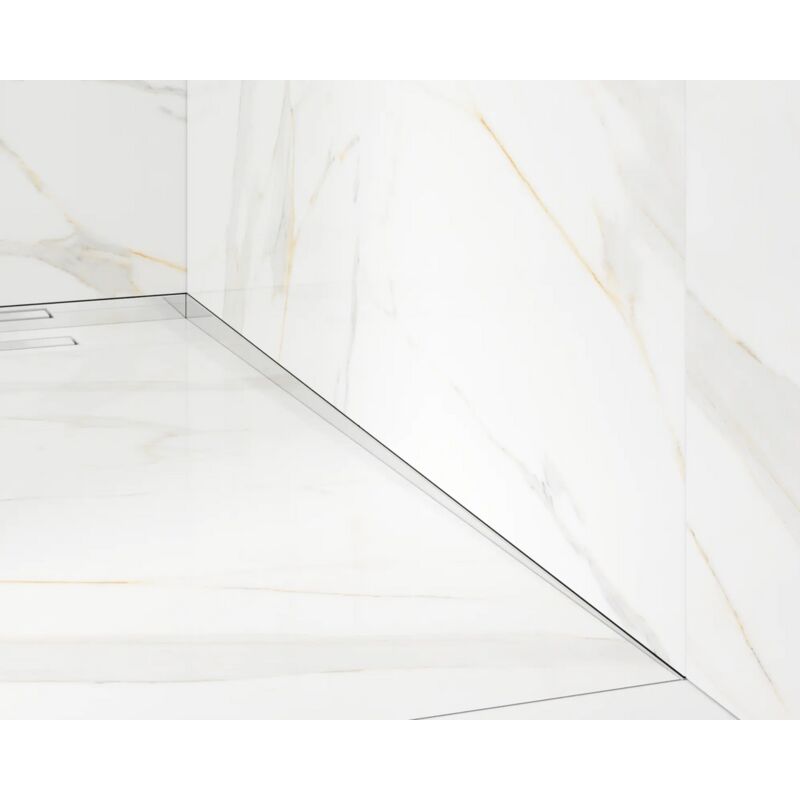 Ilcom - Profilé incliné à droite pour douche au sol argent brillant - 4 x 180cm