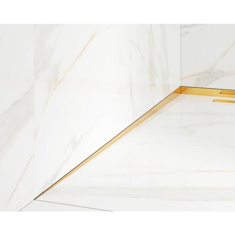 Ilcom - Profilé incliné gauche pour douche au sol Or poli - 3 x 120cm