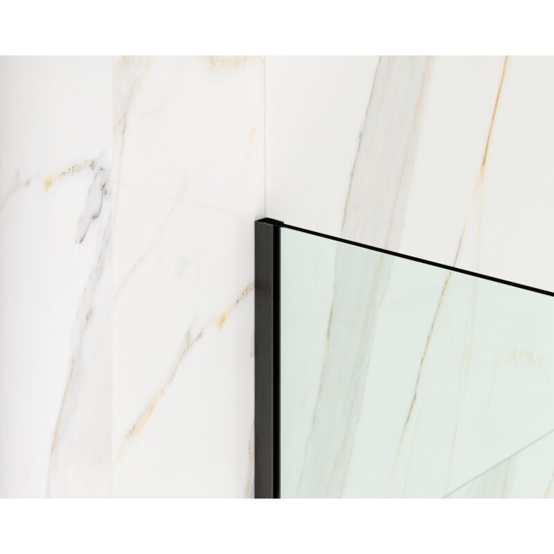 Profilé en acier inoxydable pour montage sur verre de douche, épaisseur 8-10 mm, 11 mm x 2440 mm - Noir satiné