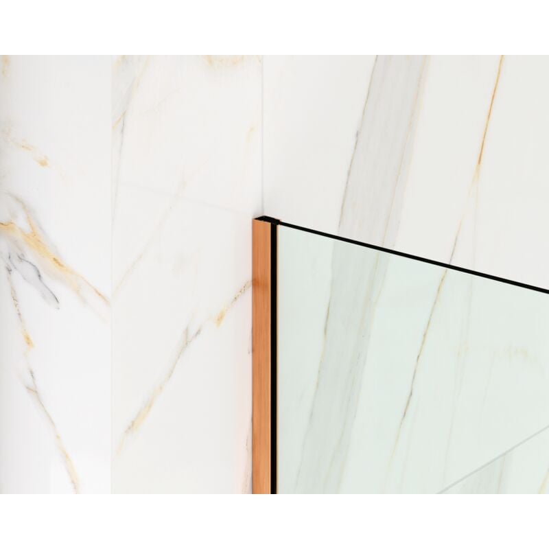 Profilé en acier inoxydable pour montage sur verre de douche, épaisseur 8-10 mm, 11 mm x 2440 mm - Cuivre satiné