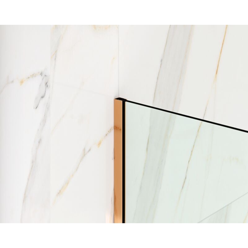 Profilé en acier inoxydable pour montage sur verre de douche, épaisseur 8-10 mm, 11 mm x 2 700 mm - Cuivre poli