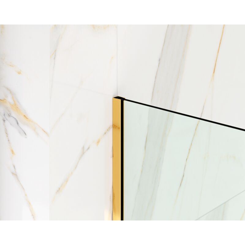 Profilé en acier inoxydable pour montage sur verre de douche, épaisseur 8-10 mm, 11 mm x 2700 mm - Or poli