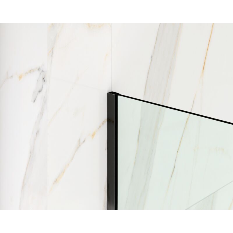 Profilé en acier inoxydable pour montage sur verre de douche, épaisseur 8-10 mm, 11 mm x 2440 mm - Noir brillant