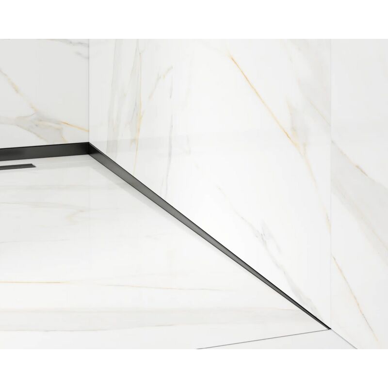 Profilé latéral incliné droit pour douche à l'italienne noir brillant - 3 x 120cm