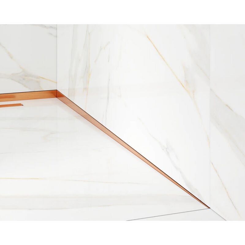 Profilé latéral incliné droit pour douche au sol cuivre satiné - 3 x 120cm