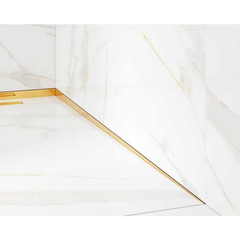 Profilé latéral incliné droit pour douche au sol Or brillant - 3 x 120cm
