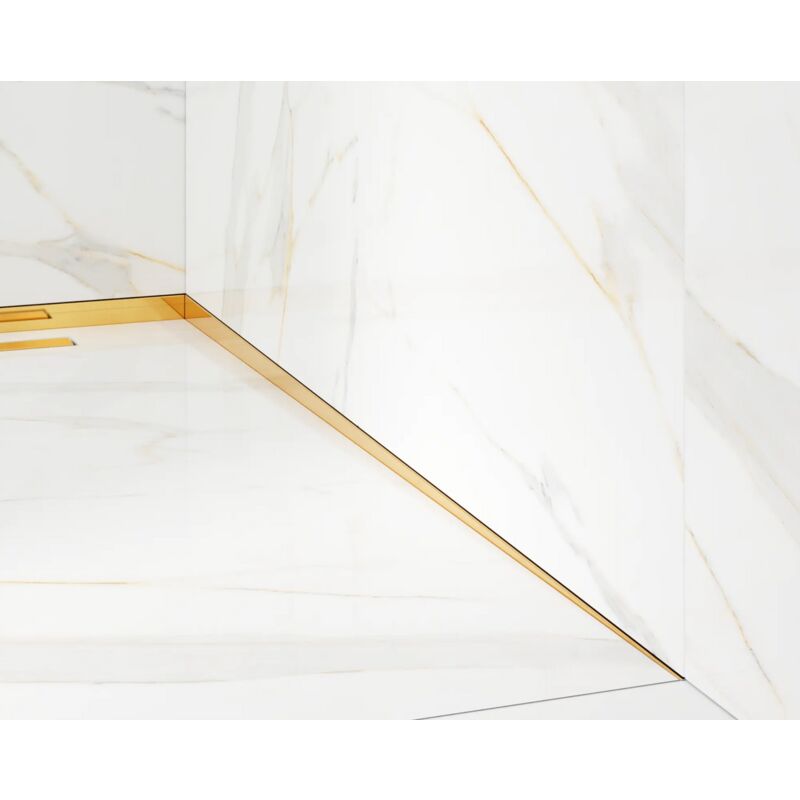 Ilcom - Profilé latéral incliné droit pour douche au sol Or poli - 4 x 180cm