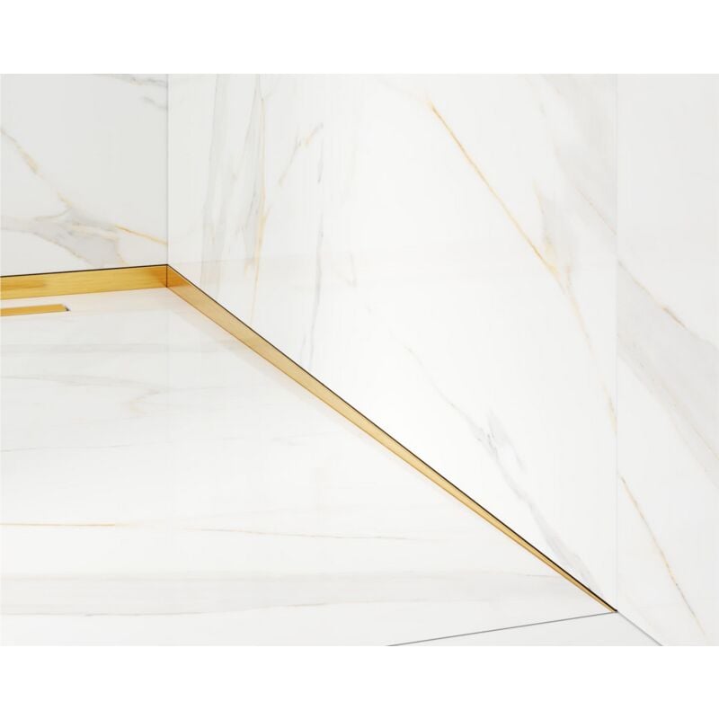 Ilcom - Profilé latéral incliné droit pour douche au sol Satin Gold - 4 x 180cm