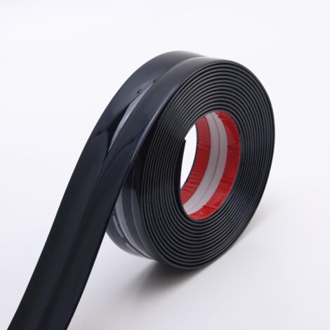 Profilé mural multifonctionnel, cornière et joint d'étanchéité noir brillant pour bords de table, cadres de porte et plinthes, 5 m x 2 cm