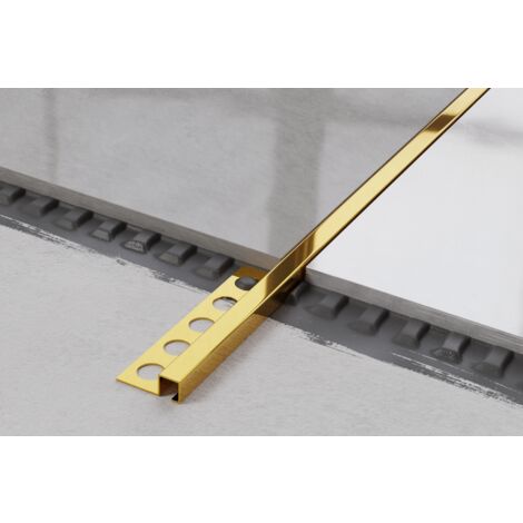 Profilé Q décoratif universel en acier inoxydable pour carrelage 1cm x 270cm - Or brillant