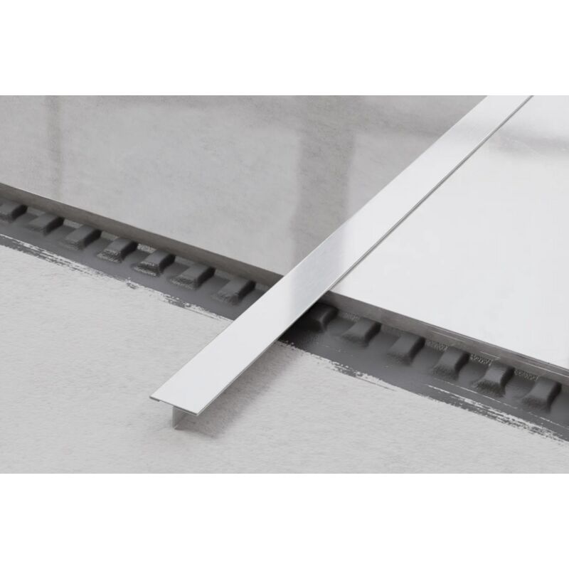 Profilé t universel couvre-joint en acier inoxydable 2cm x 244cm - Argent satiné