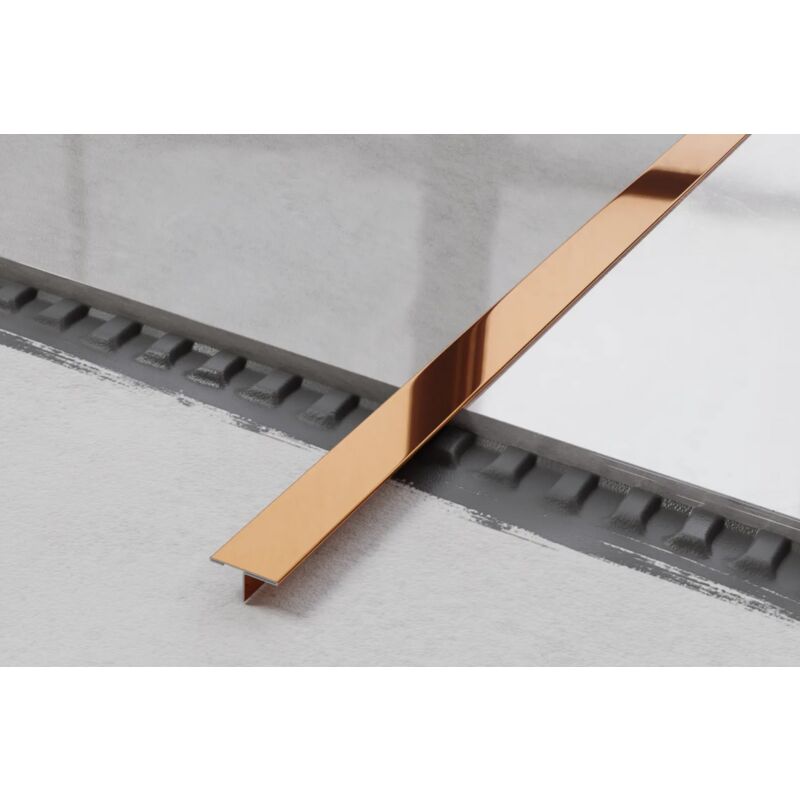 Profilé T universel couvre-joint en acier inoxydable 2cm x 244cm - Cuivre brillant