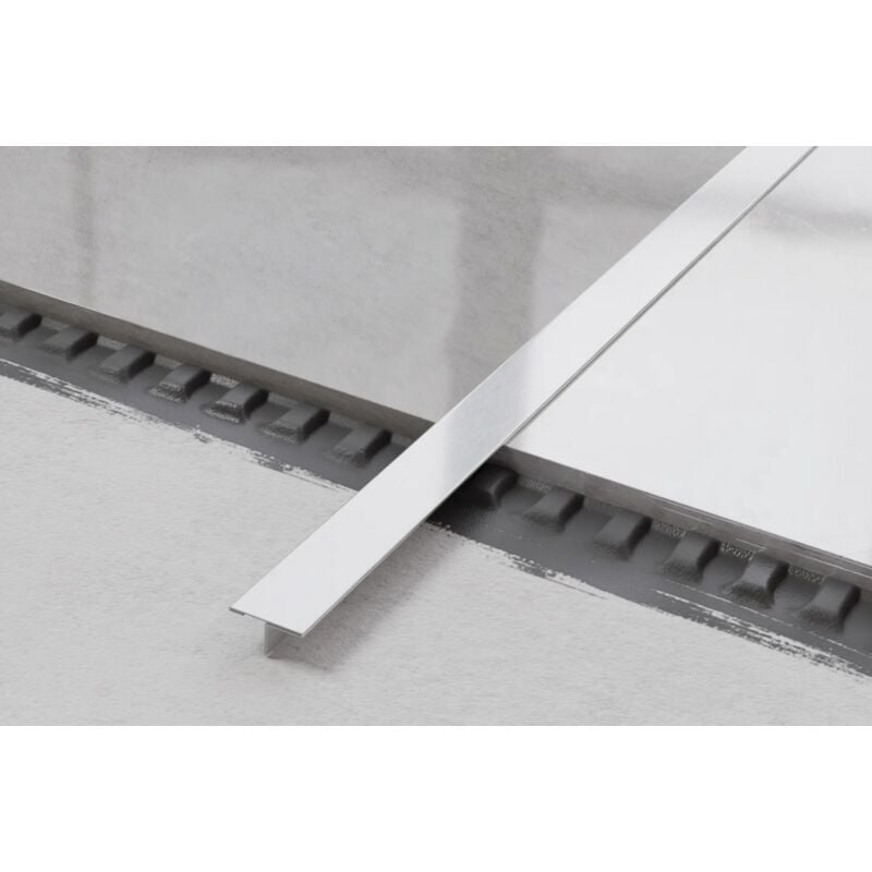 Profilé t universel couvre-joint en acier inoxydable 2cm x 270cm - Argent satiné