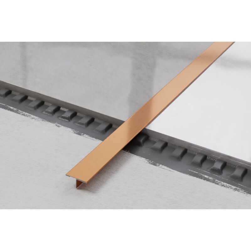 Profilé t universel couvre-joint en acier inoxydable 2cm x 270cm - Cuivre satiné