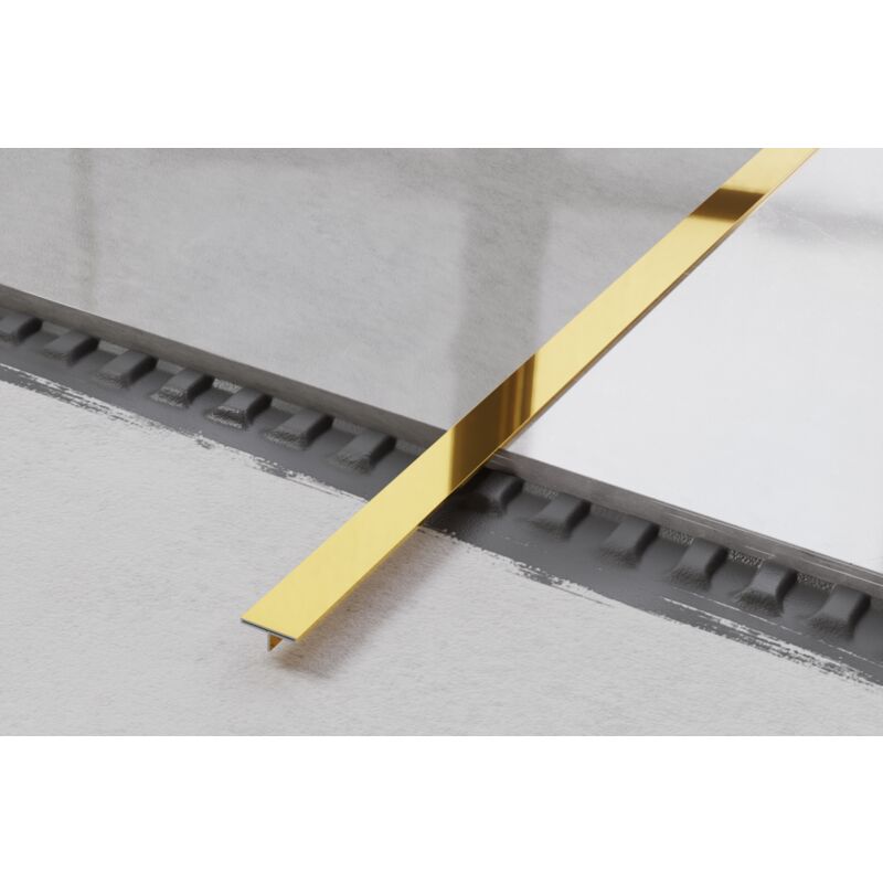 Profilé ts couvre-joint rectifié en acier inoxydable 1.5cm x 244cm - Or brillant