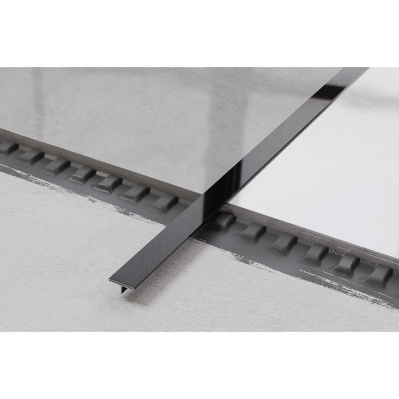 Profilé TS couvre-joint rectifié en acier inoxydable 1.5cm x 270cm - Noir brillant
