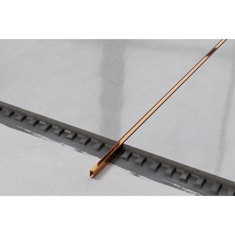 Profilé u de connexion rectifié en acier inoxydable pour carrelage 0.5cm x 244cm - Cuivre brillant