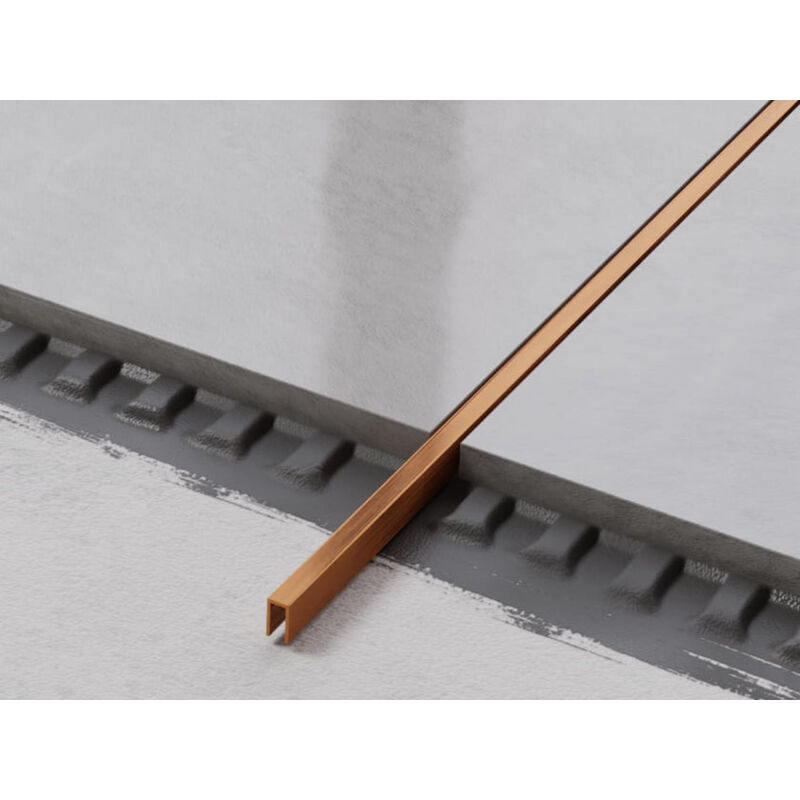 Profilé u de connexion rectifié en acier inoxydable pour carrelage 0.5cm x 244cm - Cuivre satiné