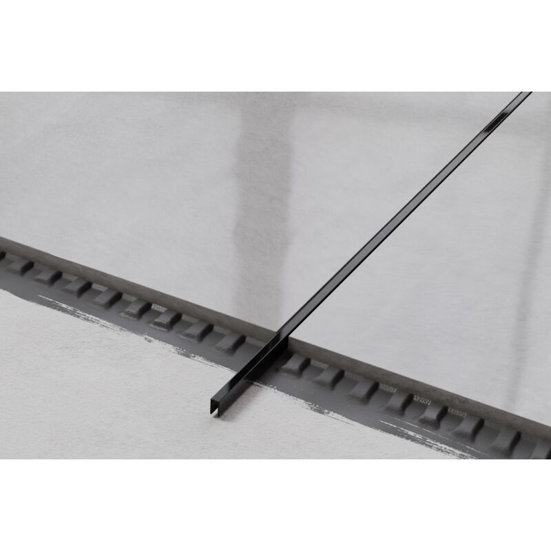 Profilé u de connexion rectifié en acier inoxydable pour carrelage 0.5cm x 244cm - Noir brillant