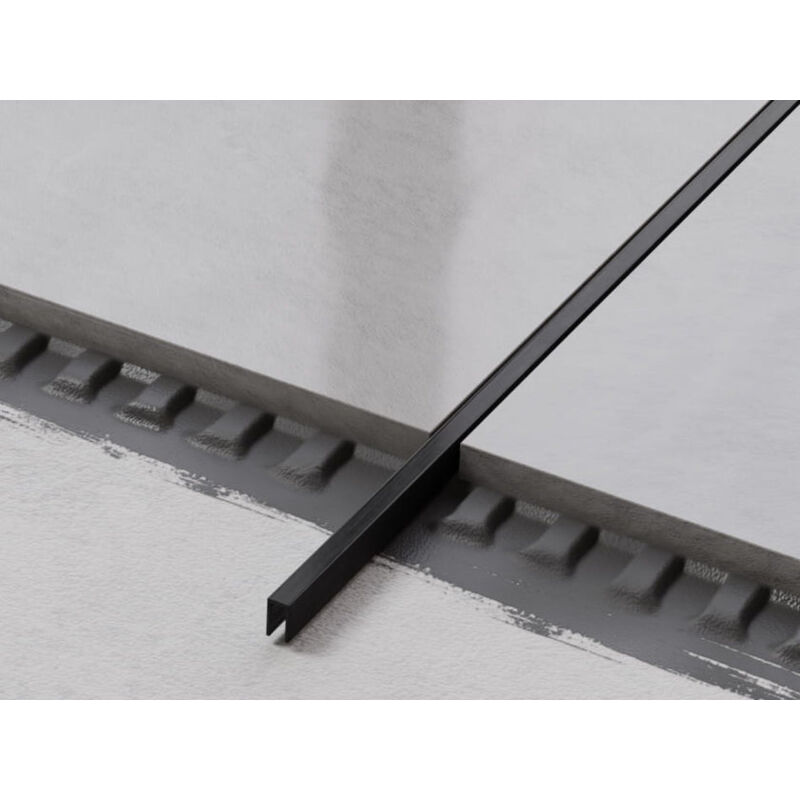 Profilé u de connexion rectifié en acier inoxydable pour carrelage 0.5cm x 244cm - Noir satiné