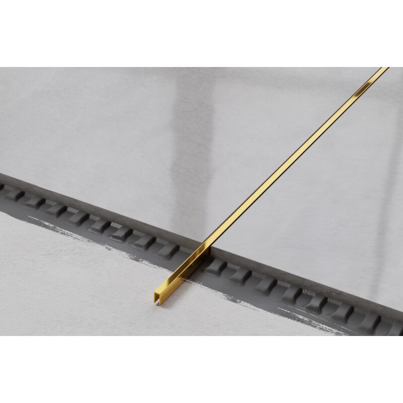 Profilé u de connexion rectifié en acier inoxydable pour carrelage 0.5cm x 244cm - Or brillant
