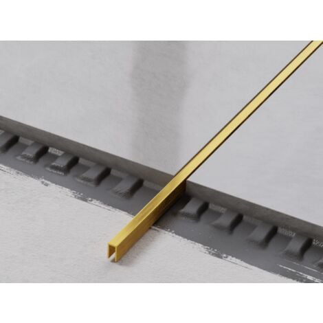 Profilé U de connexion rectifié en acier inoxydable pour carrelage 0.5cm x 244cm - Or satiné