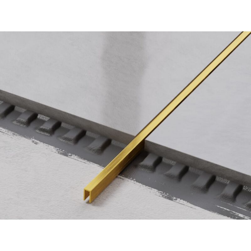 Profilé U de connexion rectifié en acier inoxydable pour carrelage 0.5cm x 270cm - Or satiné