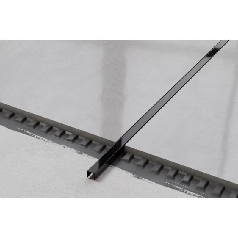 Profilé u de connexion rectifié en acier inoxydable pour carrelage 1cm x 270cm - Noir brillant