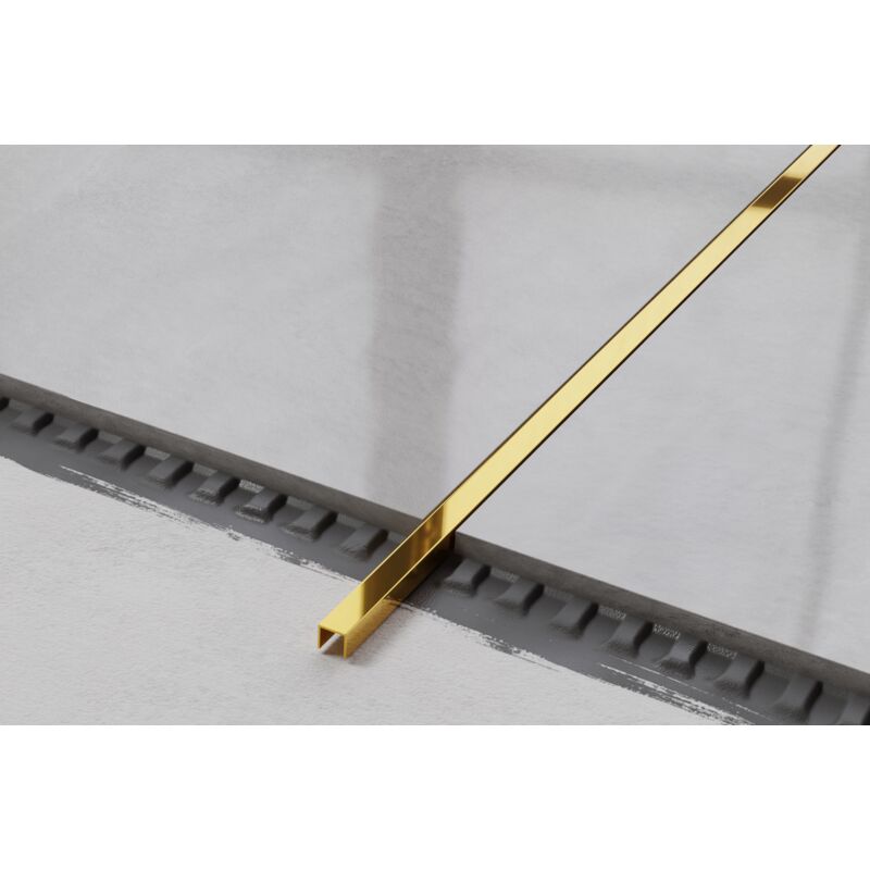 Profilé u de connexion rectifié en acier inoxydable pour carrelage 1cm x 270cm - Or brillant