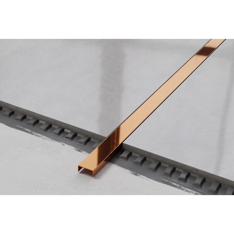 Profilé U de connexion rectifié en acier inoxydable pour carrelage 2cm x 244cm - Cuivre brillant