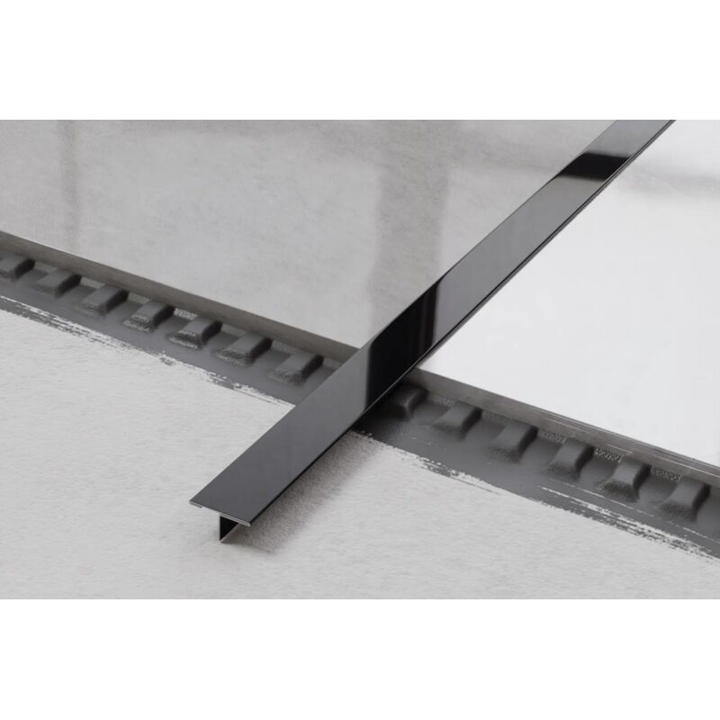 Profilé t universel couvre-joint en acier inoxydable 2cm x 244cm - Noir brillant