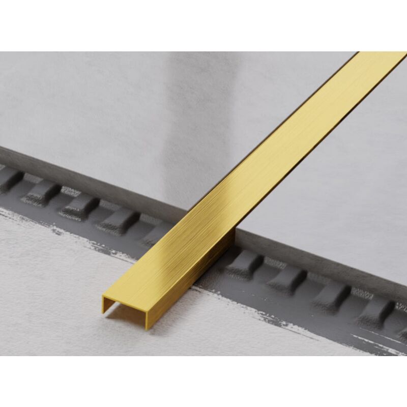Profilé u de connexion rectifié en acier inoxydable pour carrelage 2cm x 244cm - Or satiné