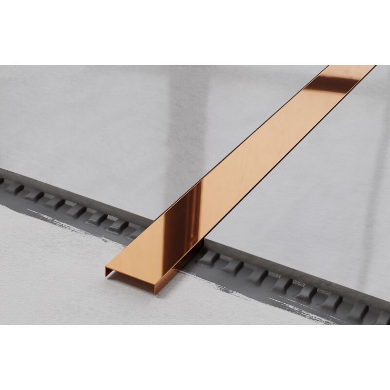 Profilé u de connexion rectifié en acier inoxydable pour carrelage 4cm x 244cm - Cuivre brillant