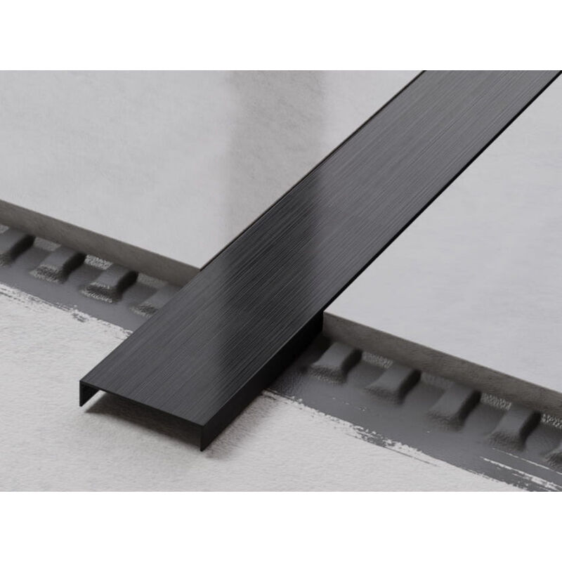 Profilé u de connexion rectifié en acier inoxydable pour carrelage 4cm x 244cm - Noir satiné