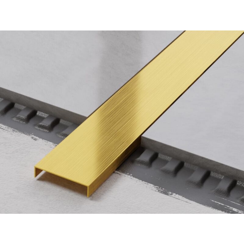 Profilé u de connexion rectifié en acier inoxydable pour carrelage 4cm x 244cm - Or satiné