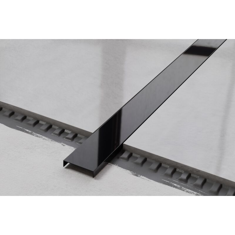 Profilé u de connexion rectifié en acier inoxydable pour carrelage 4cm x 270cm - Noir brillant