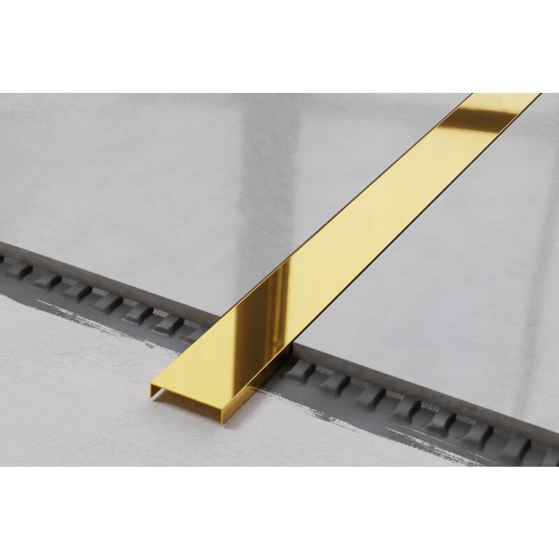 Profilé u de connexion rectifié en acier inoxydable pour carrelage 4cm x 270cm - Or brillant