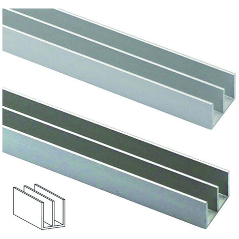 Profili a doppia U in alluminio argento 2 mt - 20x11 mm - confezione 10 pz