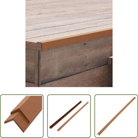 Profili per terrazza -  Profili Angolari per Bordi 5pz in WPC 170cm Marrone Chiaro