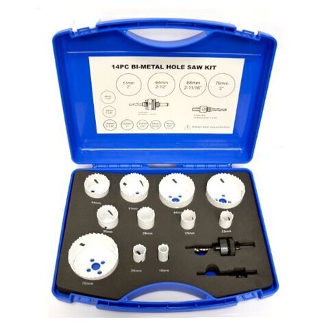 PROFILINE® ELEKTRO Bimetall Lochsägen Set, HSS 14-teilig, Farbe weiß, Kunststoffkoffer