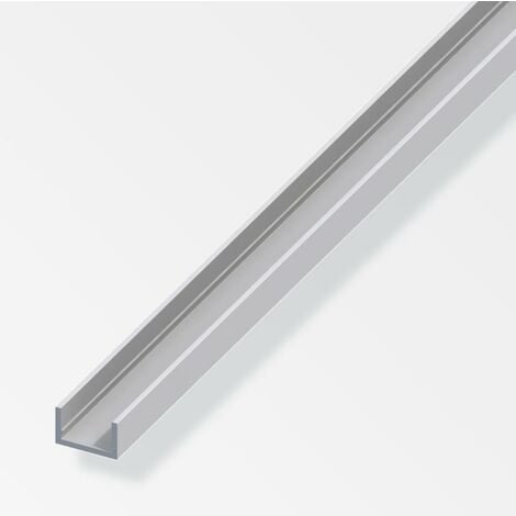 Profilo a u alfer aluminium 10x22.5x1.5mm lunghezza 1m argento - 01064