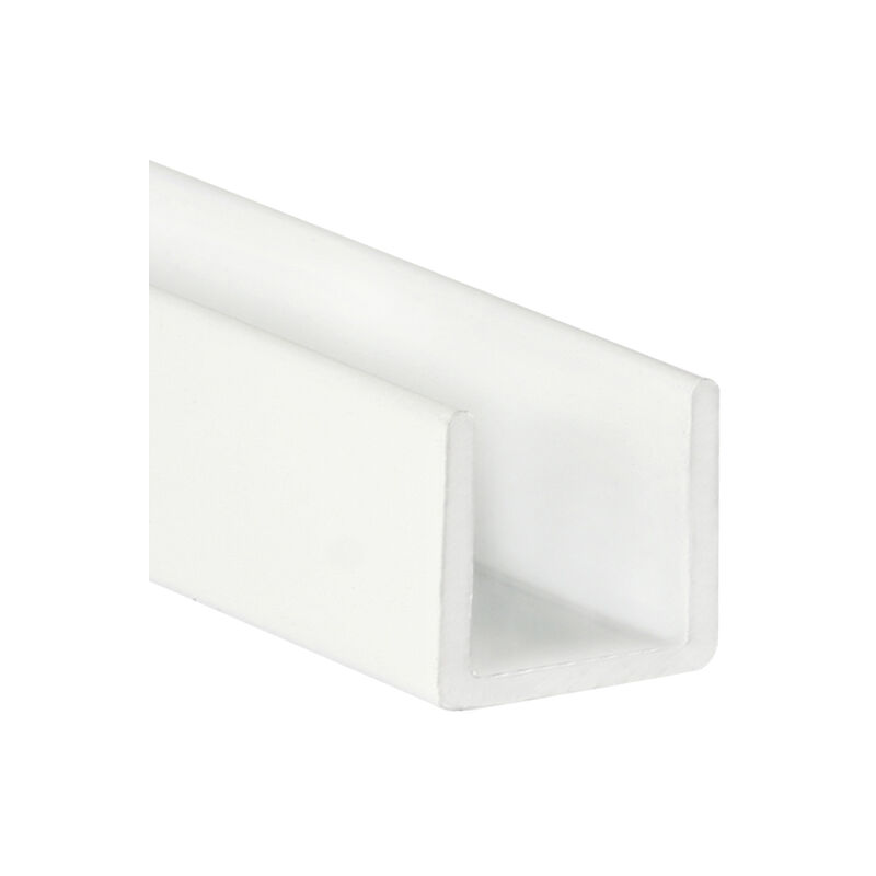 Image of Profilo a u In alluminio Finitura bianca Per Progetti Edili, Riforme e Bricolage Misure 10101000mm Lunghezza del profilo 1 metro Spessore 2 mm 1
